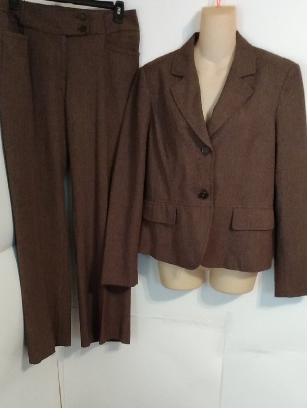 Rafealla Brown Tweed Pantsuit Blazer Slacks Mixed Size
